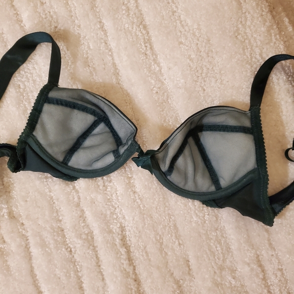 Dark Green Satin Bra - Picture 5 of 5